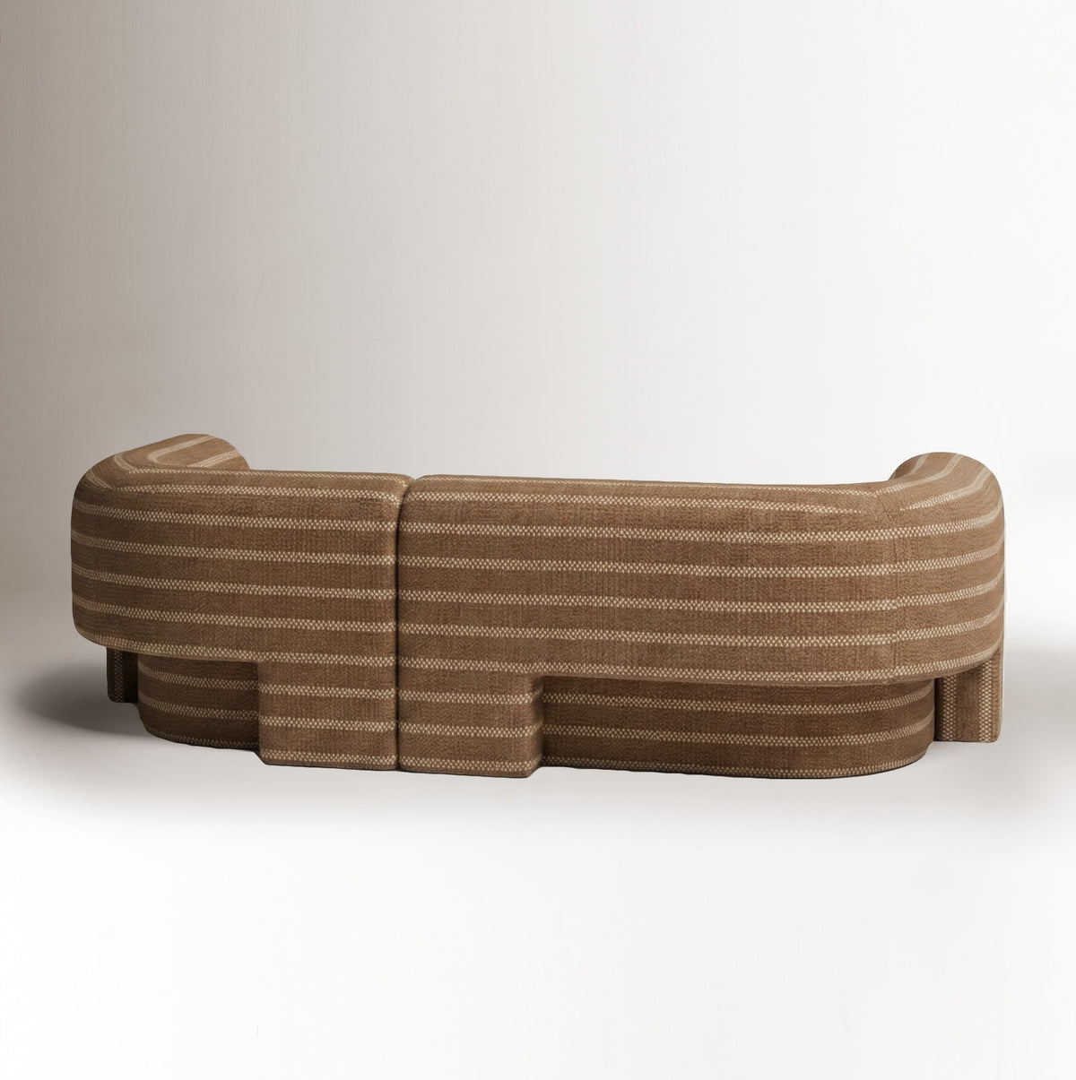 Slide Sectional Sofa Composition 1 in striped fabric, back view, by Maison Burgos