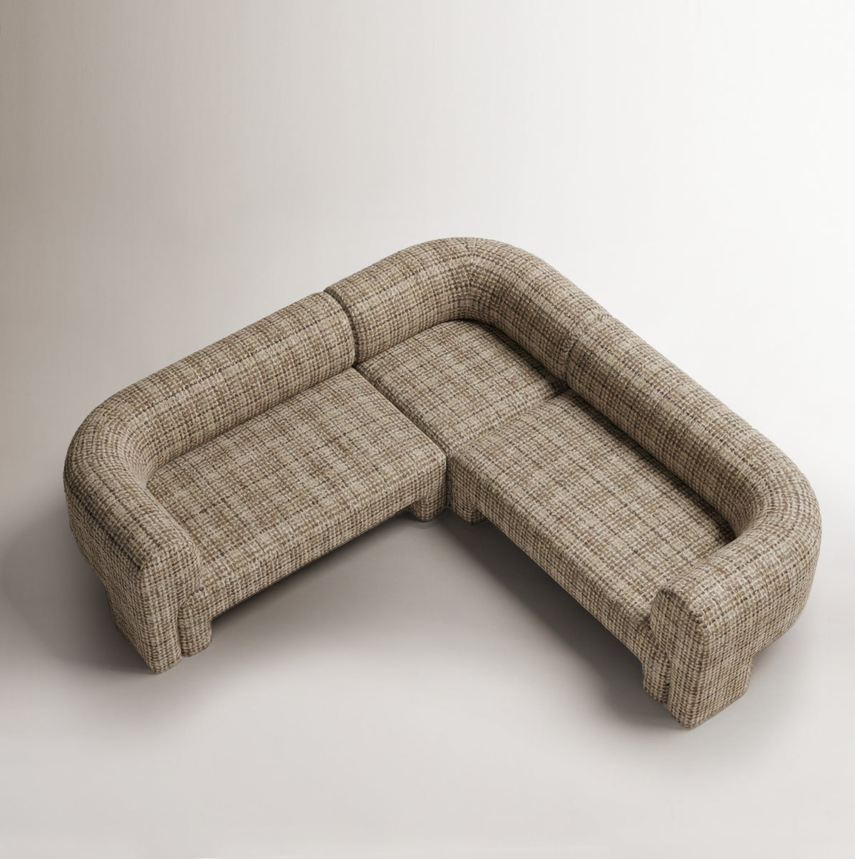 Slide Sectional Sofa Composition 3 in check fabric, top view, by Maison Burgos