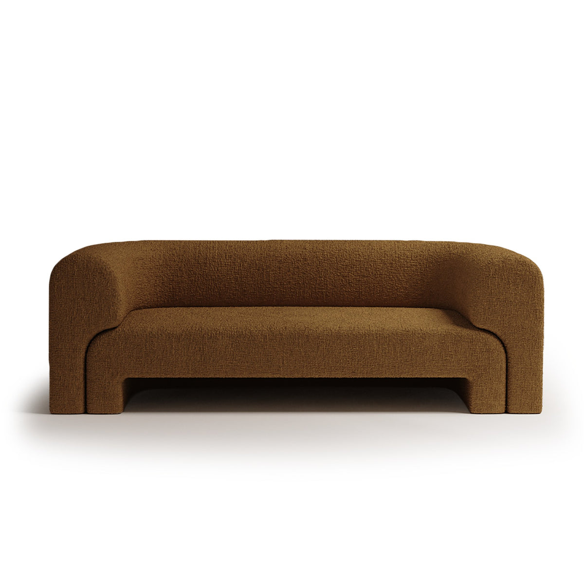 Slide Sofa in ochre fabric, front view, by Maison Burgos
