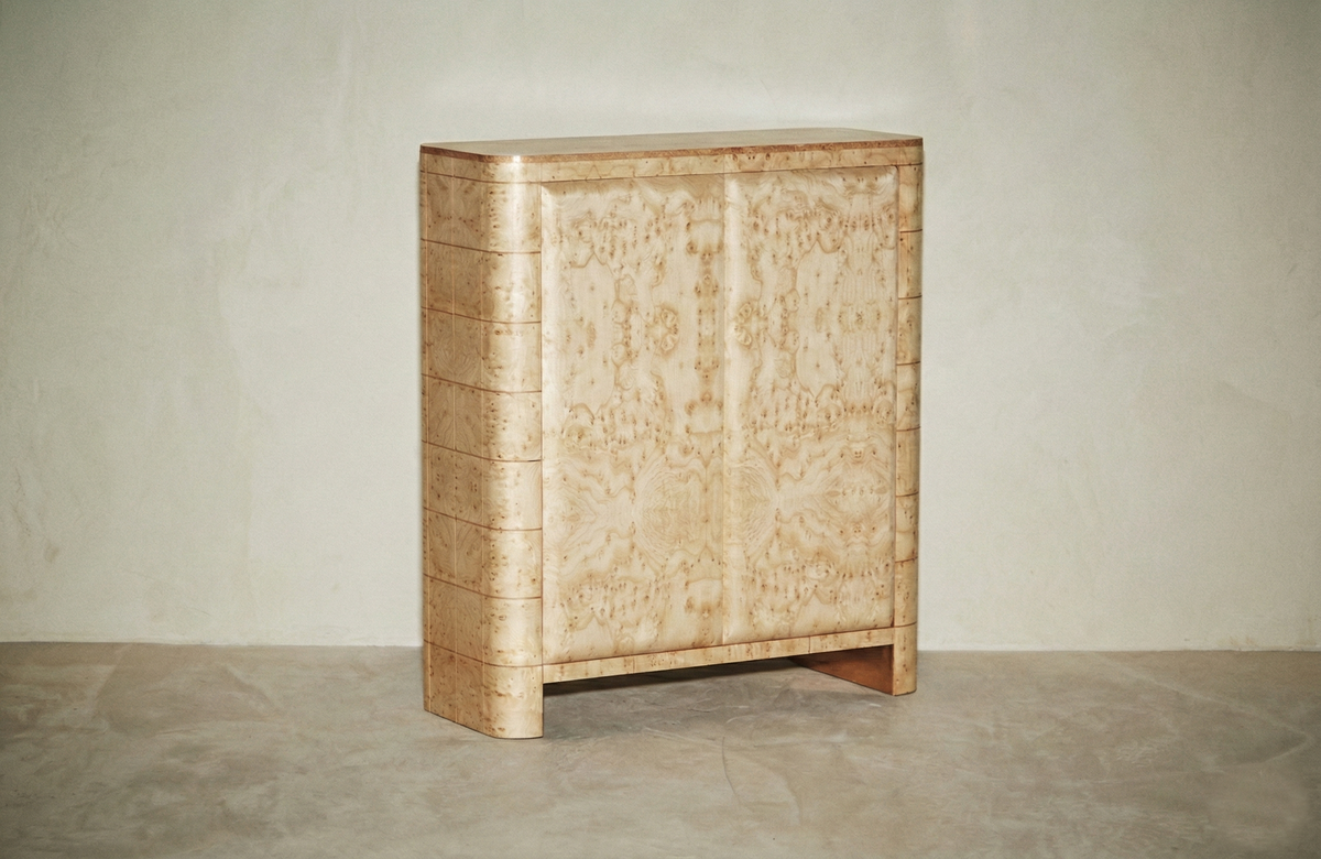 Soft Cage Bar Cabinet open bar interior by Maison Burgos