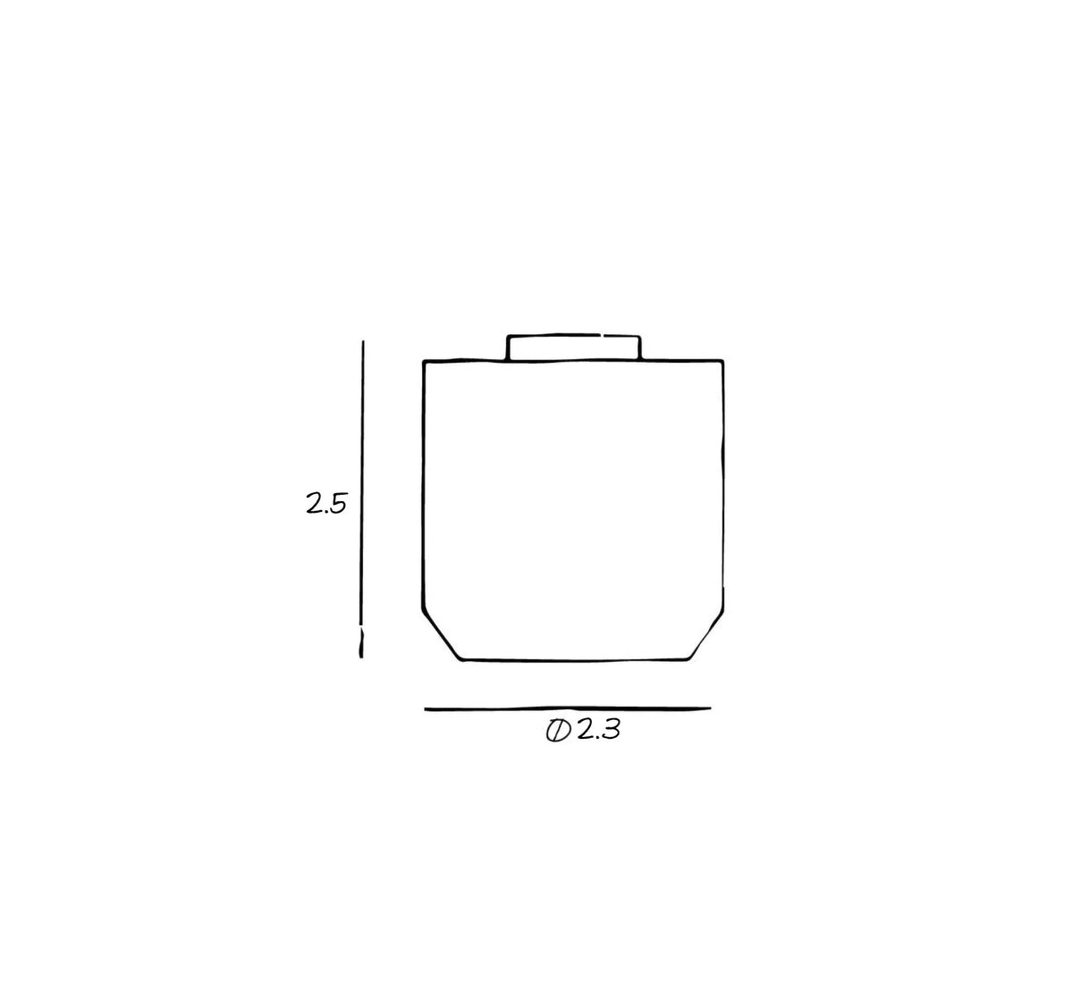 Sons of Marble Candle Holder - Small dimension drawing: 2.5 high, Ø2.3