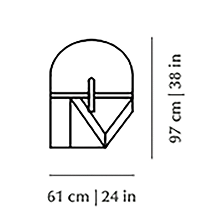 Souk Mirror Black dimension drawing: 97 cm | 38 in H, 61 cm | 24 in W