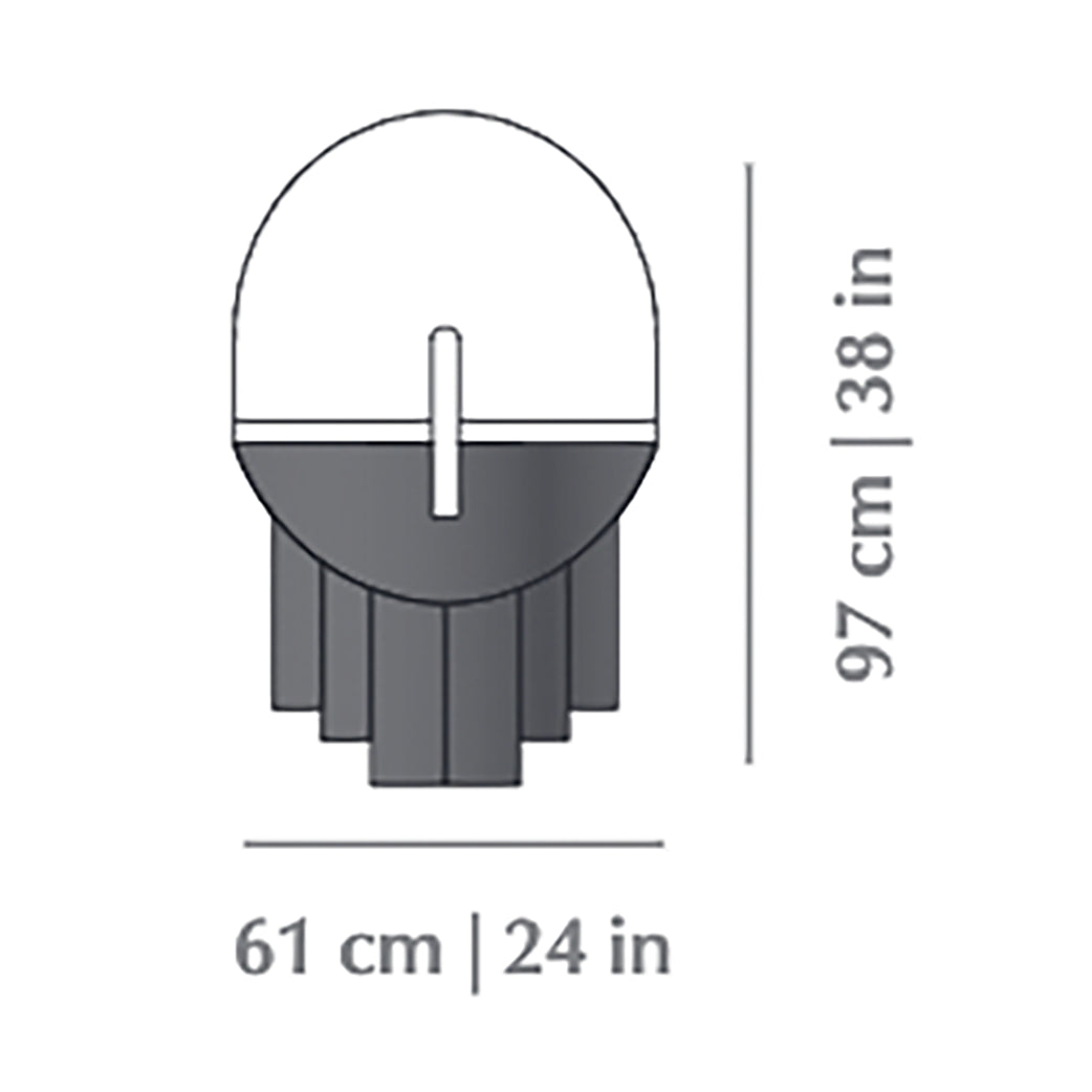 Souk Mirror Caramel dimension drawing: 97 cm | 38 in high, 61 cm | 24 in wide