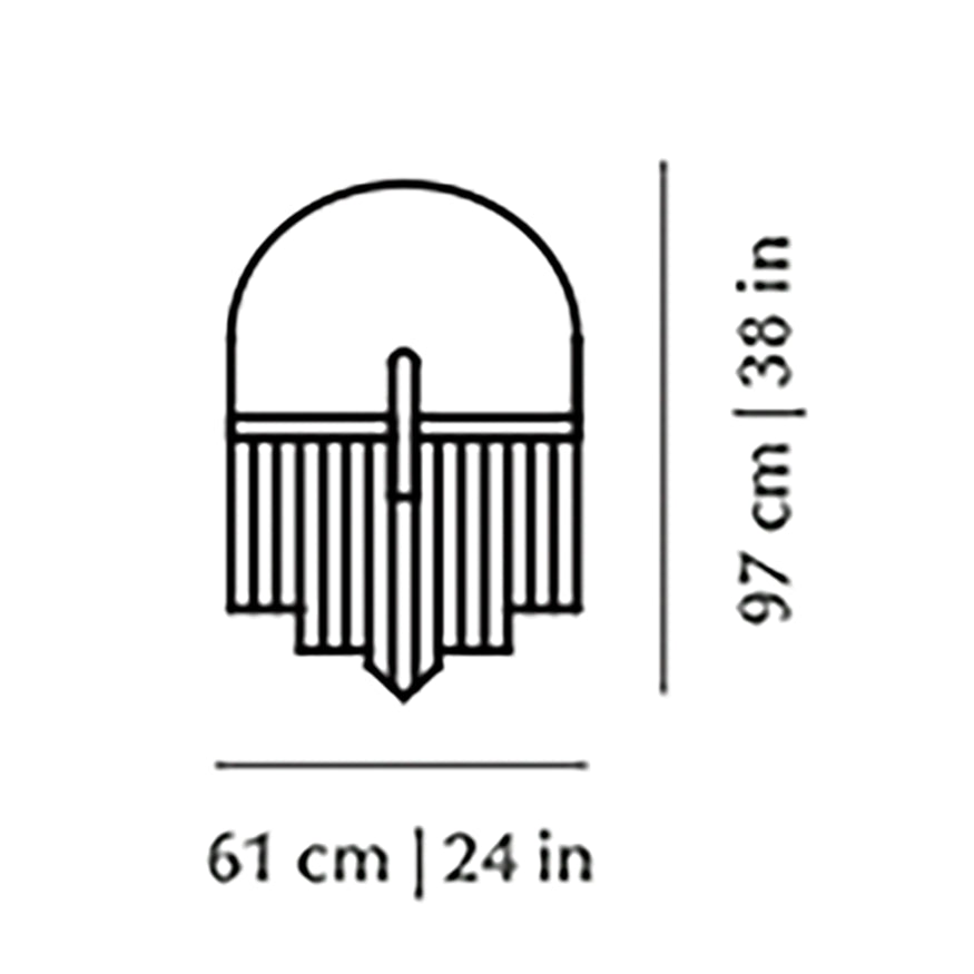 Souk Mirror Yellow dimension drawing: 97 cm | 38 in H, 61 cm | 24 in W