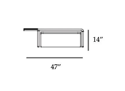 Stick and Stone Coffee Table dimension drawing: 47" long, 14" high