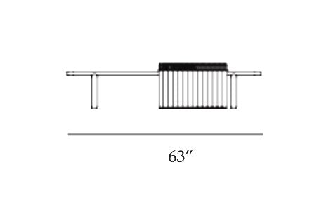 Stick and Stone Coffee Table dimension drawing: length 63"