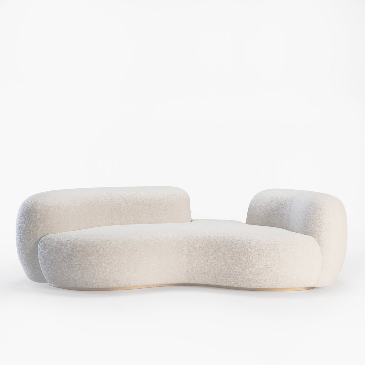 Tateyama Cloud Sofa in white bouclé on a white background, front view