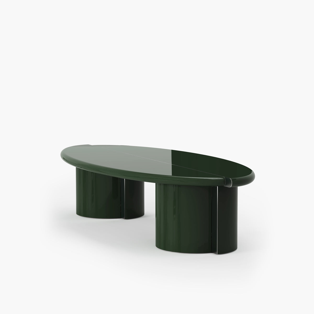 Tayma Coffee Table in Bottle Green high gloss lacquer, front view