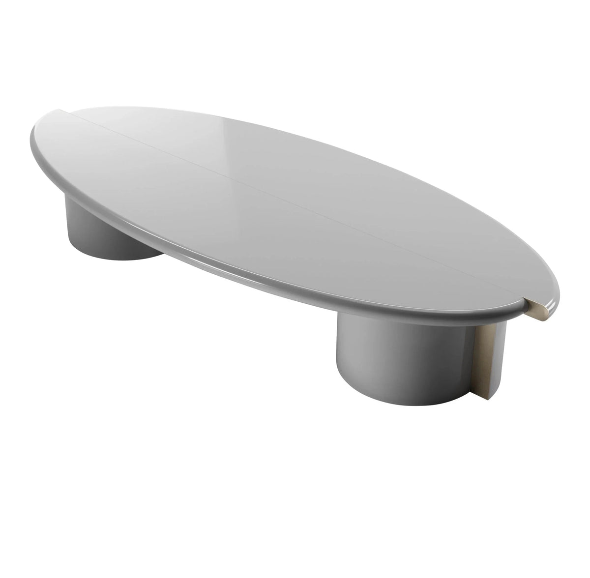 Tayma Coffee Table in grey high gloss lacquer, top three-quarter view