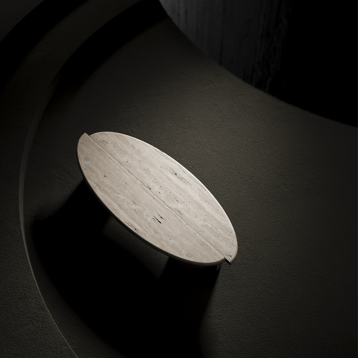 Tayma X Coffee Table overhead close view on a dark stage