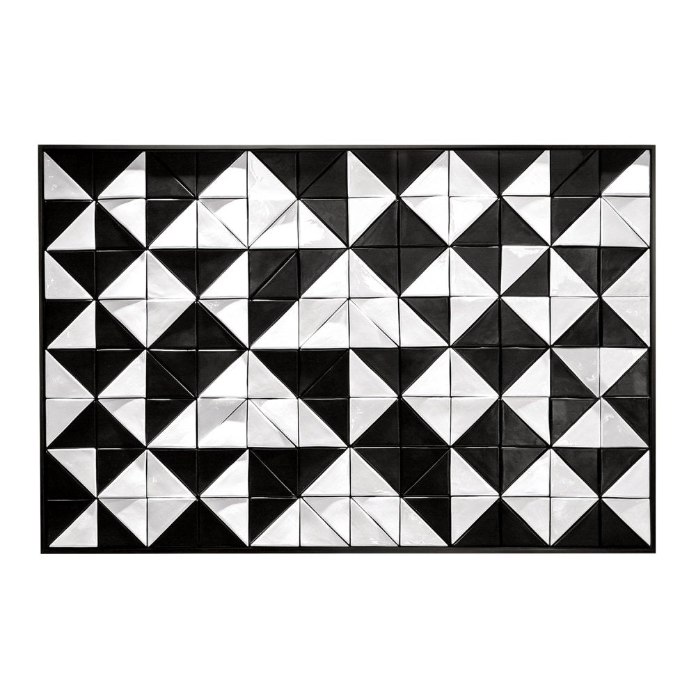 Tejo Black & White Panel with hourglass triangle tile pattern