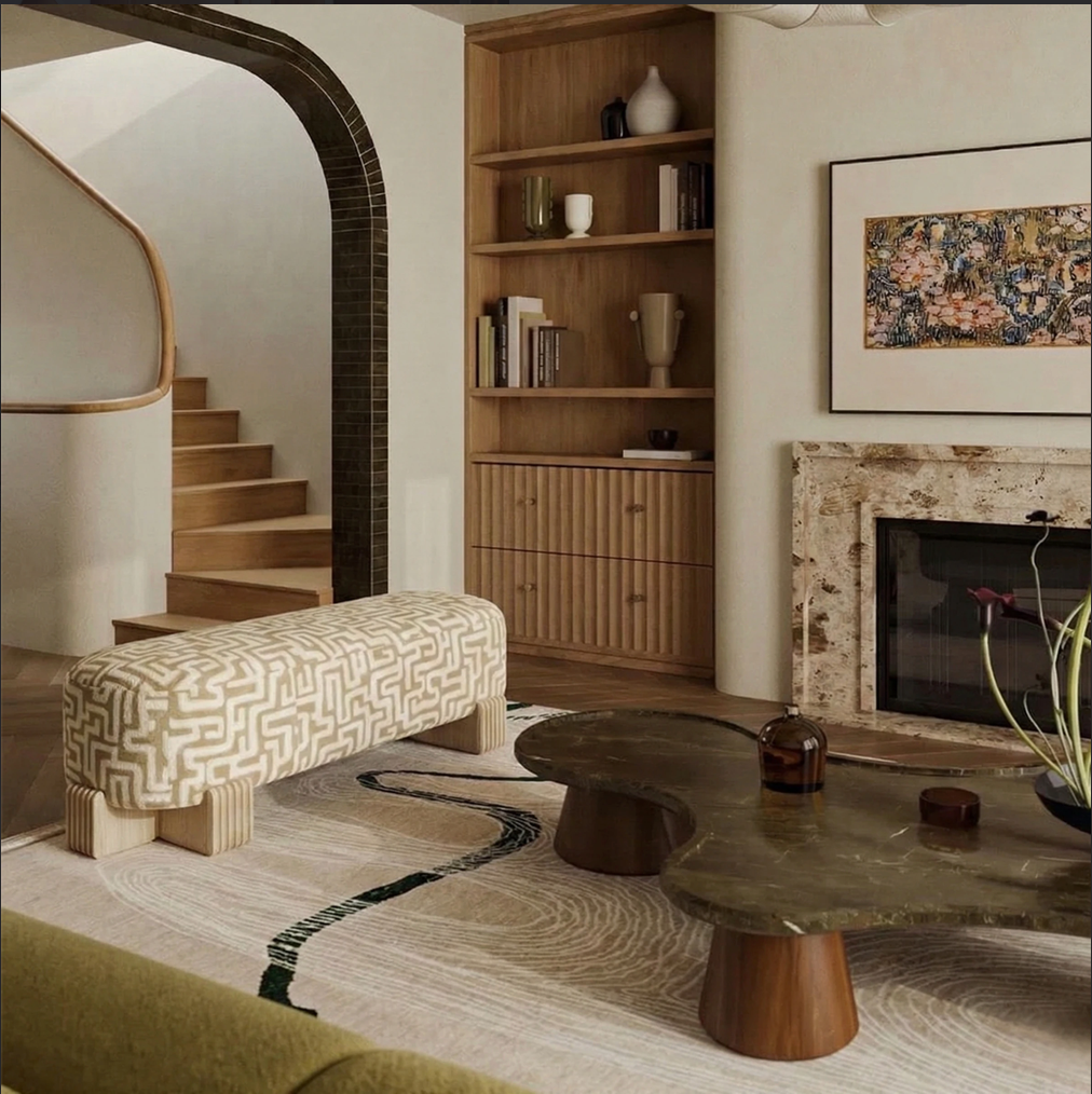 Twin Bench in a living room setting by Maison Burgos