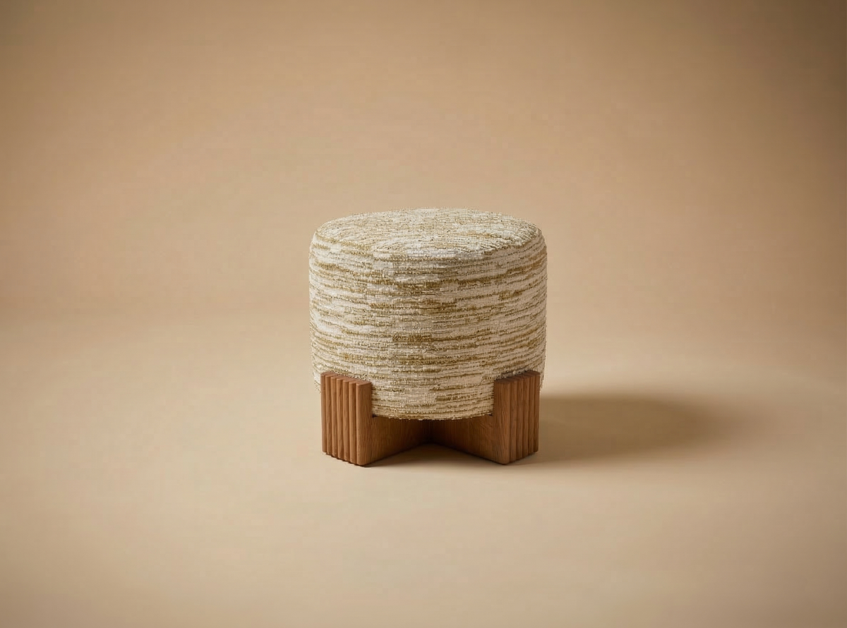 Twin Ottoman small in textured boucle by Maison Burgos