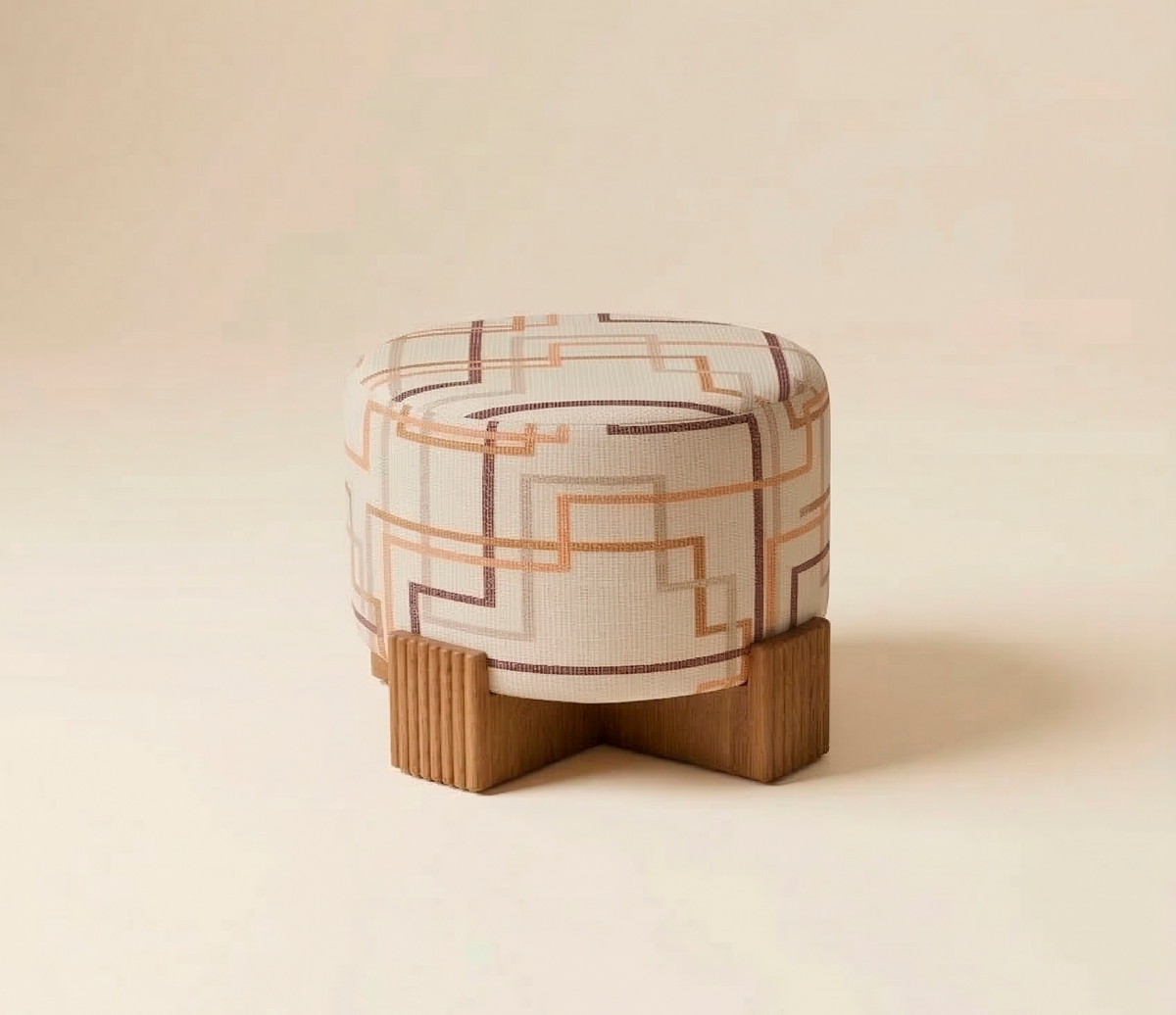 Twin Ottoman small in Merlon Tangerine with ash base by Maison Burgos