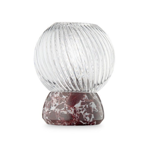 Twist of Marble Candle Holder in Burgundy marble and Clear glass by Maison Burgos