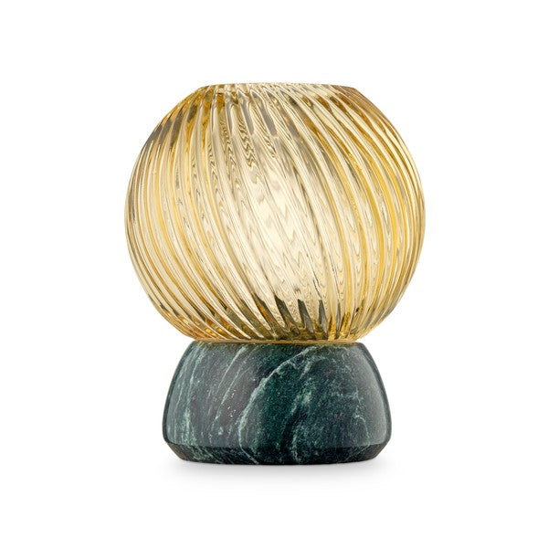 Twist of Marble Candle Holder in Moss marble and Amber glass by Maison Burgos