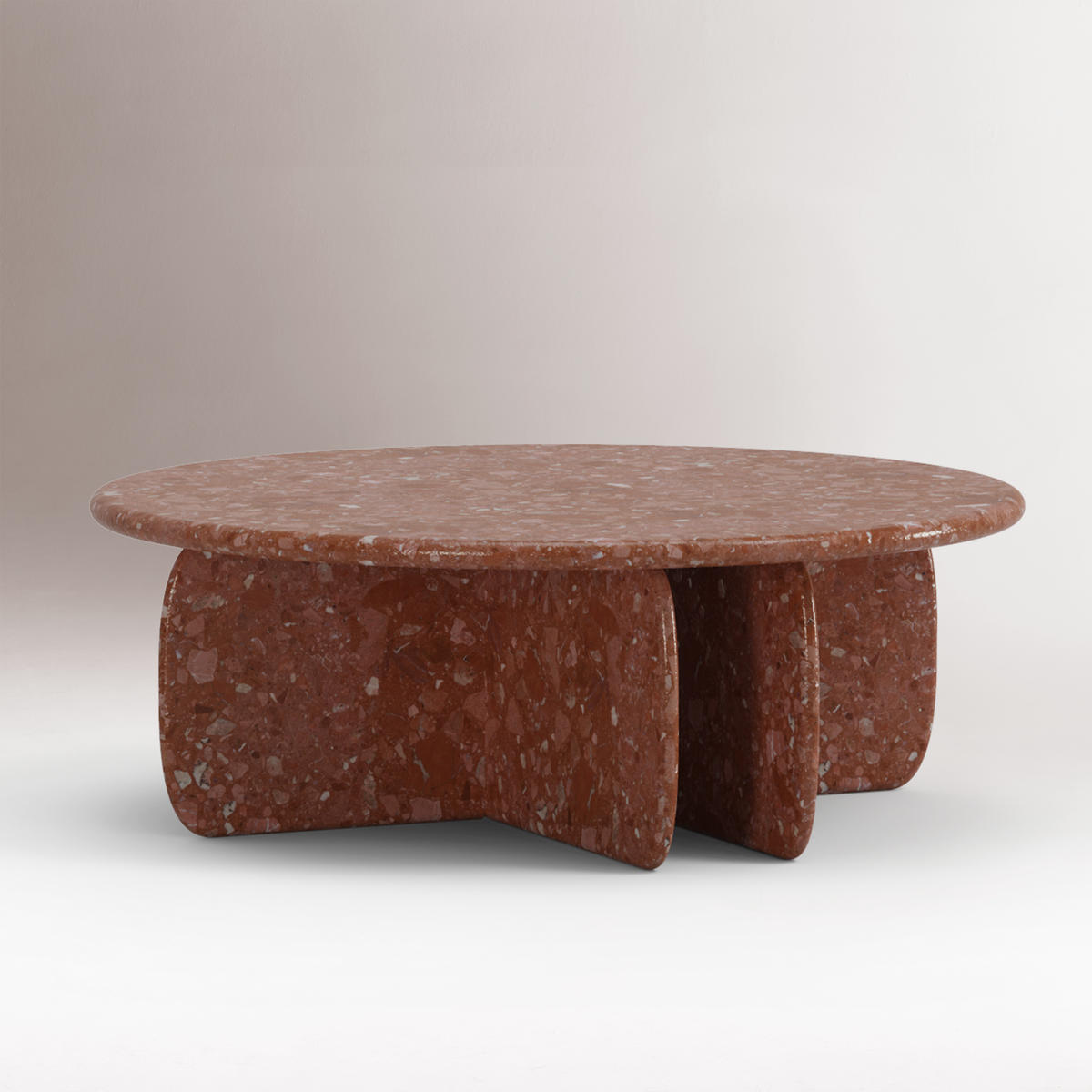 Catus Coffee Table - Outdoor in Terrazzo Red, three-quarter studio view